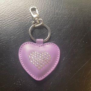 Original Authentic Swarovski Crystal Purple Leather Heart Key Ring
